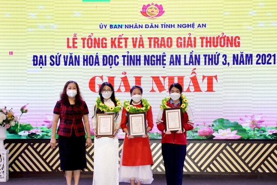 Nghệ An: 35 thí sinh được trao giải thưởng Đại sứ văn hóa đọc