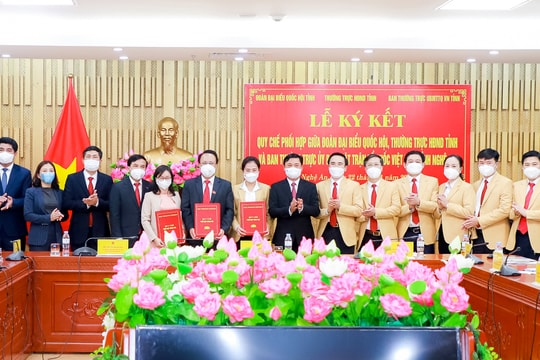 Đoàn Đại biểu Quốc Hội, Thường trực Hội đồng nhân dân và Ủy Ban MTTQ tỉnh ký Quy chế phối hợp