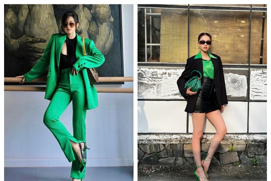 Sao Việt bắt trend thời trang xanh lá mùa Thu Đông 2021