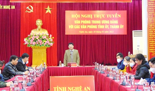 Hội nghị trực tuyến Văn phòng Trung ương Đảng với Văn phòng các Tỉnh ủy, Thành ủy