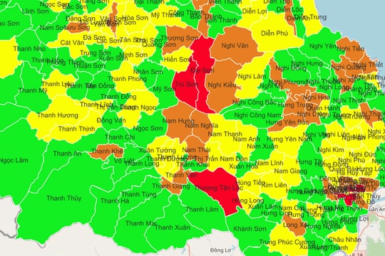 Nghệ An công bố cấp độ dịch: 13 phường/xã/thị trấn cấp độ 4 và 45 phường/xã/thị trấn cấp độ 3