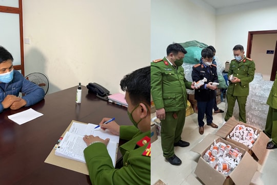 Bắt giữ 2 mẹ con sản xuất nước sát khuẩn giả nhãn hiệu AERIUS