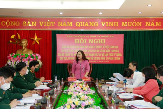 Kiểm tra, giám sát việc lãnh đạo, chỉ đạo và tổ chức thực hiện Chỉ thị 05 tại Bộ CHQS tỉnh