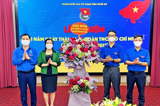Đoàn Khối Các cơ quan tỉnh Nghệ An kỷ niệm 91 năm Ngày thành lập Đoàn TNCS Hồ Chí Minh