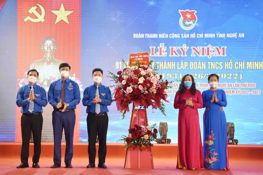 Nghệ An tổ chức Lễ kỷ niệm 91 năm Ngày thành lập Đoàn TNCS Hồ Chí Minh 