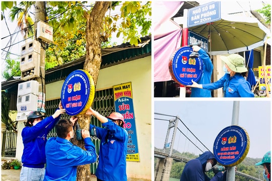 Thanh niên miền núi dùng lốp xe làm biển cảnh báo đuối nước