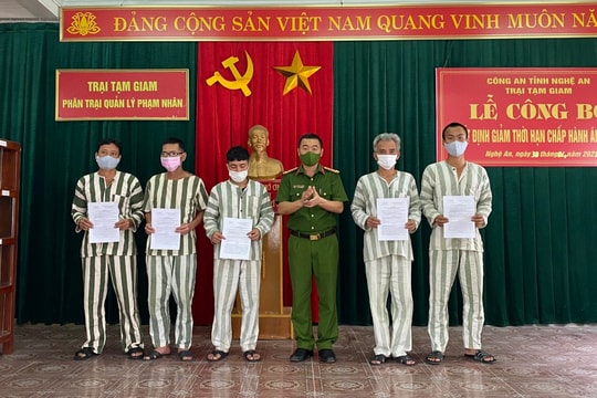 Nghệ An giảm án, tha tù trước thời hạn cho 14 phạm nhân dịp 30/4