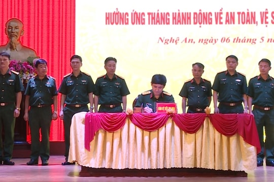 Bộ CHQS tỉnh mít tinh hưởng ứng Tháng an toàn vệ sinh lao động năm 2022