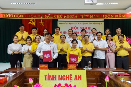 Ký kết chương phối hợp giữa Ban Thường trực Mặt trận Tổ quốc tỉnh và Báo Nghệ An