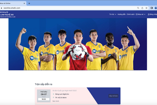 SLNA ra mắt hệ thống vé online từ vòng 6 V.League 2022 