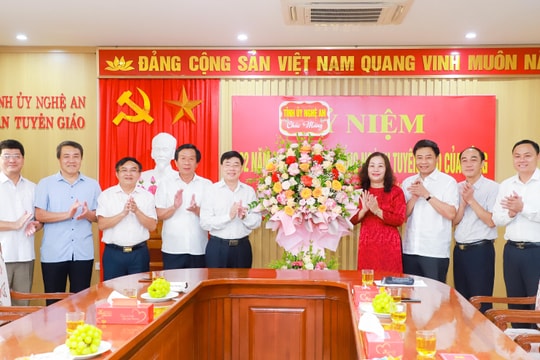 Thường trực Tỉnh ủy Nghệ An chúc mừng ngày truyền thống Ngành Tuyên giáo của Đảng