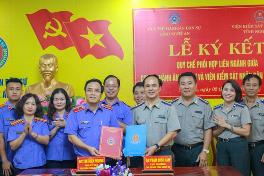 Cục Thi hành án dân sự và Viện Kiểm sát nhân dân tỉnh ký kết Quy chế phối hợp liên ngành 