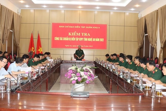 Ban chỉ đạo diễn tập Quân khu 4 kiểm tra công tác chuẩn bị diễn tập tỉnh Nghệ An