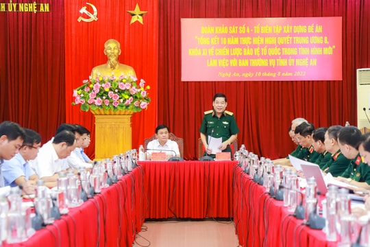 Khảo sát xây dựng Đề án Tổng kết 10 năm thực hiện Chiến lược bảo vệ Tổ quốc tại Nghệ An