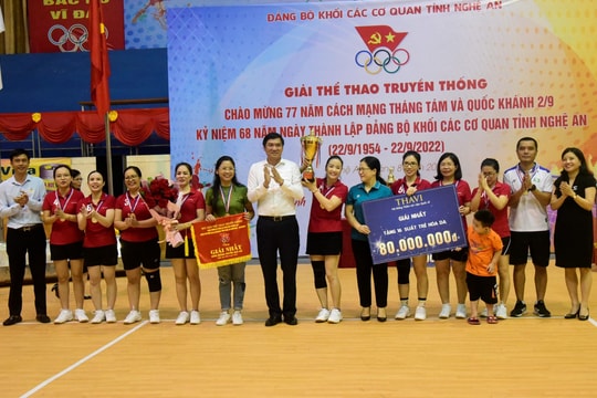 Bế mạc Giải thể thao truyền thống Đảng bộ Khối các cơ quan tỉnh