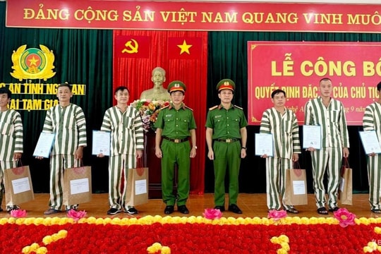 Nghệ An: Công bố Quyết định đặc xá của Chủ tịch nước cho 6 phạm nhân 