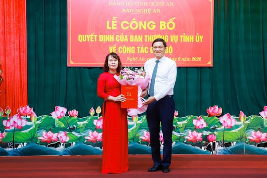 Công bố quyết định của Ban Thường vụ Tỉnh ủy bổ nhiệm Phó Tổng Biên tập Báo Nghệ An