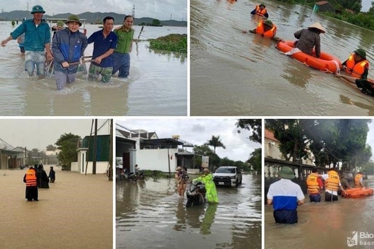Công an Nghệ An huy động lực lượng giúp dân khắc phục hậu quả mưa bão