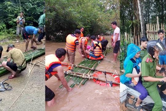 Lực lượng Công an, Quân sự xã đóng bè, vượt dòng nước xiết giành giật sự sống cho cháu bé bị sốt xuất huyết
