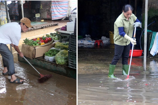Tiểu thương TP Vinh tập trung dọn dẹp, ổn định kinh doanh sau nước rút