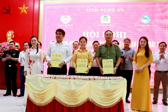 Ký kết quy chế phối hợp giữa Công an tỉnh, Ủy ban Mặt trận Tổ quốc tỉnh và Ban Dân tộc tỉnh