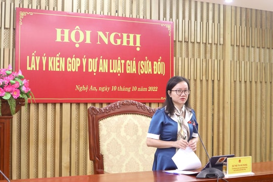 Đoàn đại biểu Quốc hội tỉnh Nghệ An lấy ý kiến góp ý Dự án Luật Giá (sửa đổi)