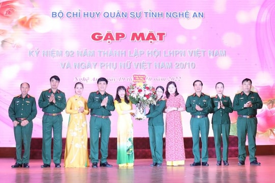 Bộ Chỉ huy Quân sự tỉnh Nghệ An gặp mặt nhân kỷ niệm 92 năm ngày thành lập Hội Liên hiệp phụ nữ Việt Nam 
