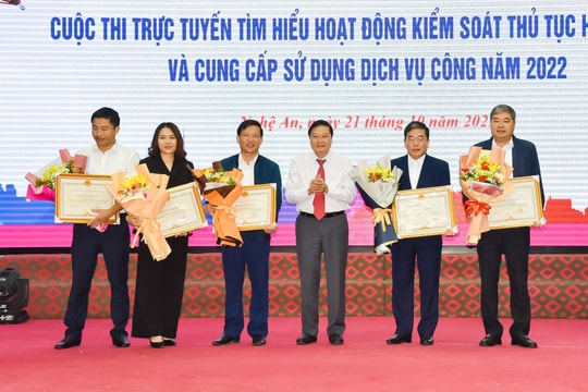 Nghệ An: Trao 63 giải thưởng cuộc thi Tìm hiểu về kiểm soát thủ tục hành chính