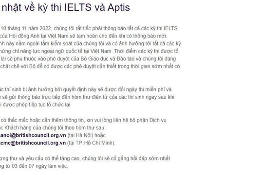 Phụ huynh, học sinh hụt hẫng vì thông tin tạm hoãn các kỳ thi IELTS 