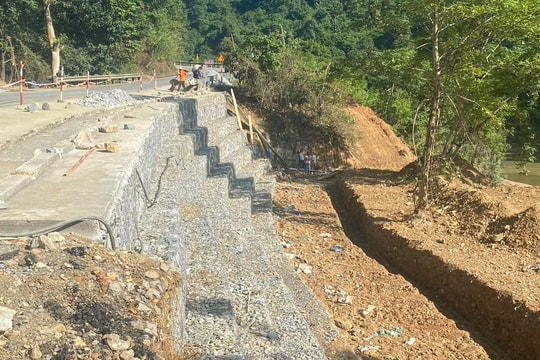 Kè rọ đá ngăn sạt lở taluy âm nghiêm trọng ven bờ sông Nậm Mộ 