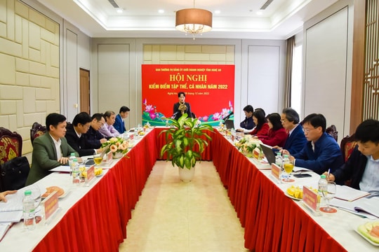 Hội nghị Kiểm điểm tập thể, cá nhân Ban Thường vụ Đảng ủy Khối Doanh nghiệp tỉnh Nghệ An