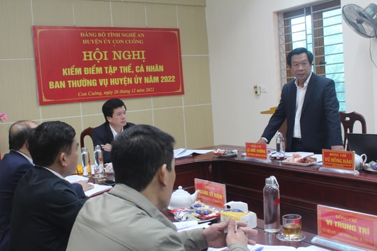 Các đồng chí Ủy viên Ban Thường vụ Tỉnh ủy dự và chỉ đạo Hội nghị kiểm điểm tại các địa phương