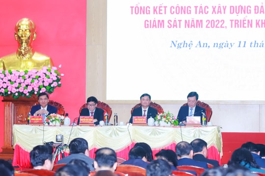 Ban Thường vụ Tỉnh ủy Nghệ An tổ chức tổng kết công tác xây dựng Đảng năm 2022, triển khai nhiệm vụ năm 2023