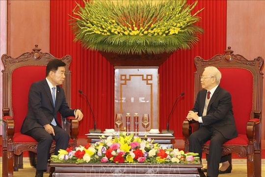 Tổng Bí thư Nguyễn Phú Trọng tiếp Chủ tịch Quốc hội Hàn Quốc