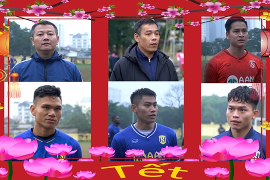 HLV Văn Quyến, Huy Hoàng và các cầu thủ SLNA chúc Tết người hâm mộ