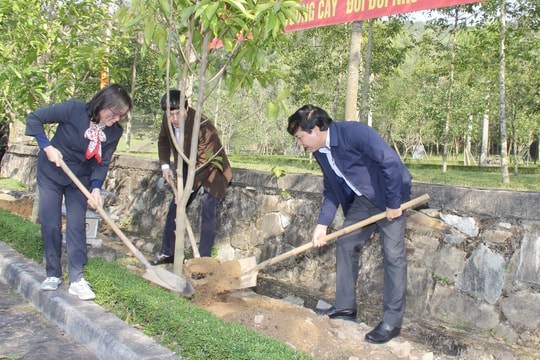 Đoàn đại biểu Quốc hội và HĐND tỉnh trồng cây đầu Xuân tại Khu mộ bà Hoàng Thị Loan