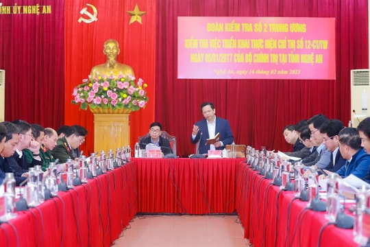 Đoàn công tác Trung ương kiểm tra kết quả 5 năm thực hiện Chỉ thị số 12 của Bộ Chính trị tại Nghệ An