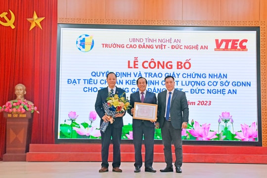 Trường Cao đẳng Việt – Đức Nghệ An đạt chuẩn kiểm định chất lượng cơ sở giáo dục nghề nghiệp