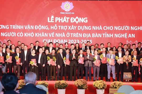 128 đơn vị hỗ trợ xây dựng 10.184 căn nhà cho hộ nghèo, người có hoàn cảnh khó khăn ở Nghệ An