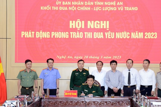 Khối Thi đua Nội chính - Lực lượng vũ trang tỉnh ký kết giao ước thực hiện phong trào thi đua yêu nước năm 2023