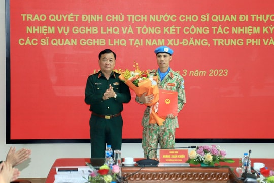 Chủ tịch nước cử Thiếu tá quân đội thực hiện gìn giữ hòa bình tại Trung Phi