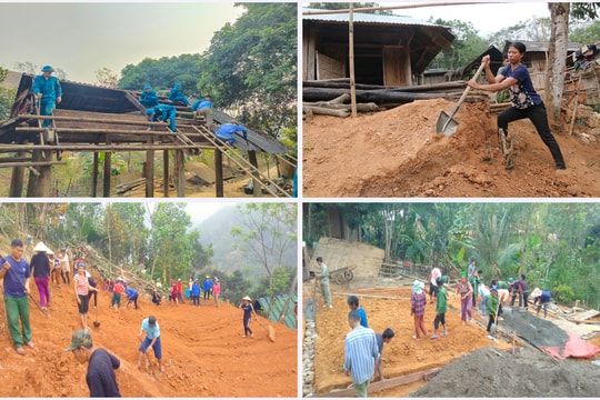 Người nghèo Tương Dương náo nức san nền, làm móng để nhận nhà lắp ghép hỗ trợ