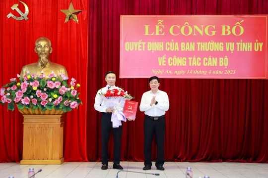 Công bố Quyết định của Ban Thường vụ Tỉnh ủy bổ nhiệm Thư ký Bí thư Tỉnh ủy Nghệ An