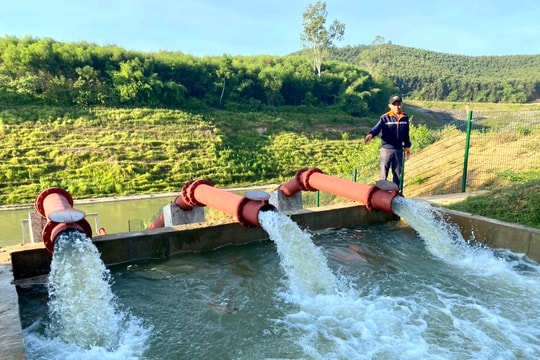 Nhiều trạm bơm ở Nghệ An chạy hết công suất chống hạn, cứu lúa hè thu 