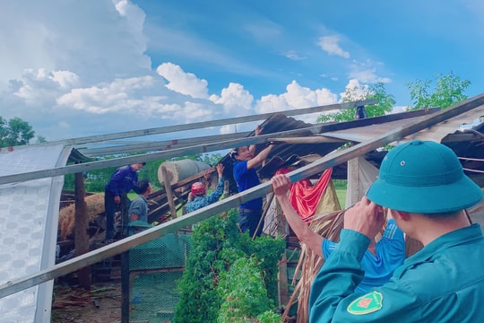 Lốc xoáy làm tốc mái tôn, sập chuồng trại chăn nuôi của nhiều hộ dân tại huyện Thanh Chương