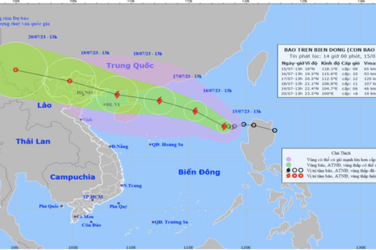 Chiều nay (15/7), áp thấp nhiệt đới đã mạnh lên thành bão số 1 