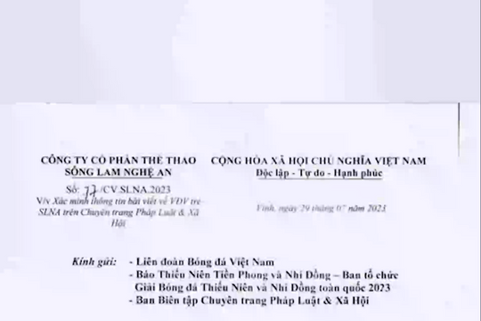 Trước 'nghi vấn gian lận tuổi của cầu thủ trẻ', CLB Sông Lam Nghệ An nói gì?