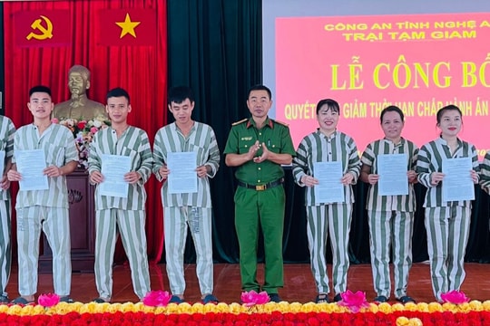 26 phạm nhân ở Trại tạm giam Nghệ An được giảm thời hạn chấp hành án phạt tù dịp Quốc khánh 2/9