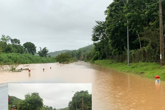 Mưa lớn khiến nhiều tuyến đường ở Nghệ An bị ngập lụt, giao thông chia cắt