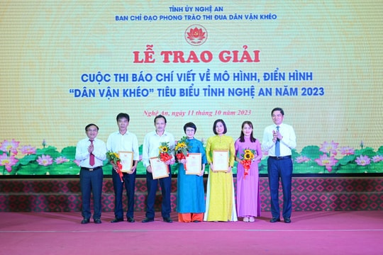 Danh sách 44 tác phẩm đạt giải cuộc thi báo chí viết về mô hình, điển hình 'Dân vận khéo' tỉnh Nghệ An năm 2023